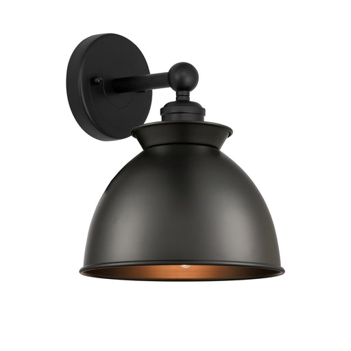 Innovations Adirondack 8.25in 1-Light Wall Sconce | Industrial Farmhouse Matte Black Steel and Matte Black Metal Shade | Hallway | Model 616-1W-BK-M14-BK
