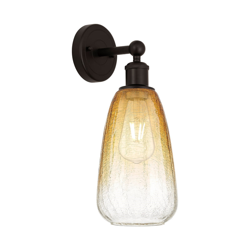 Innovations Brookhaven Almond 6in 1-Light Wall Sconce | Industrial Oil Rubbed Bronze Steel and Amber Glass | Living Room & | Model 616-1W-OB-G480-6AM