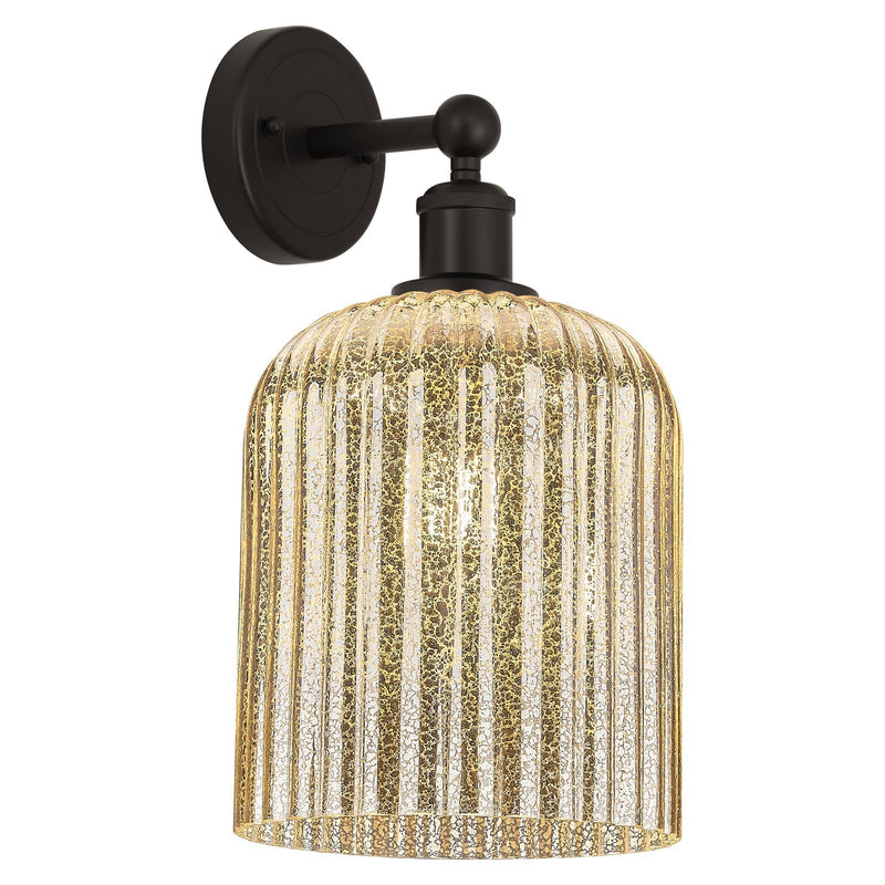 Innovations Bridal Veil 5in 1-Light Wall Sconce | Art Nouveau Industrial Oil Rubbed Bronze Steel and Mercury Ribbed Glass | Model 616-1W-OB-G559-8ME