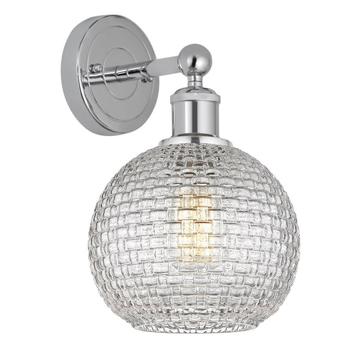 Innovations Athens 8in 1-Light Wall Sconce | Modern Farmhouse Polished Chrome and Clear Basket Weave Glass | Bathroom & | Model 616-1W-PC-G122C-8CL