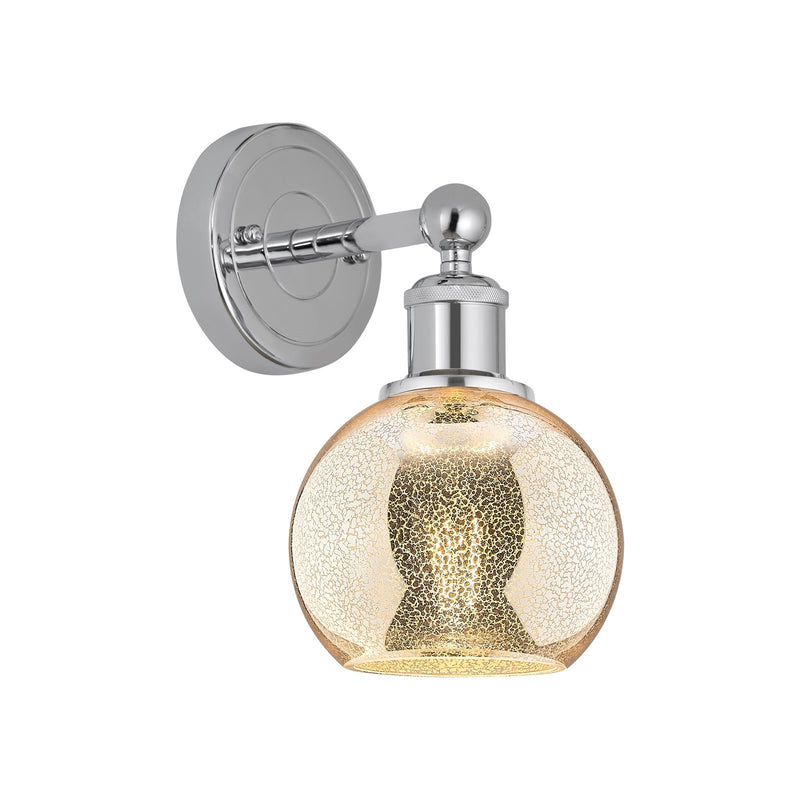 Innovations Athens 1-Light Wall Sconce | Industrial Polished Chrome and Mercury Glass | Bedroom & Hallway Accent Light | 5.88 x | Model 616-1W-PC-G128-6