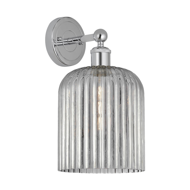 Innovations Bridal Veil 1-Light 5in Wall Sconce | Art Nouveau Industrial Polished Chrome and Light Smoke Ribbed Glass | Model 616-1W-PC-G559-8SM