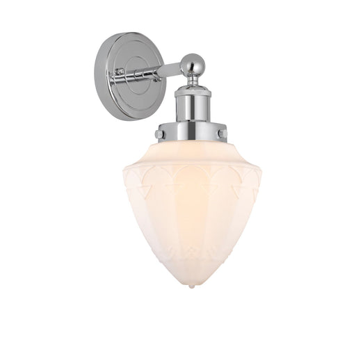 Innovations Bullet 7in 1-Light Wall Sconce | Industrial Polished Chrome and Matte White Frosted Glass | Bathroom & Hallway Accent | Model 616-1W-PC-G661-7