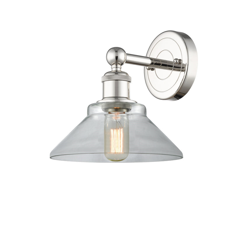 Innovations Orwell 8in 1-Light Wall Sconce | Industrial Polished Nickel and Clear Glass | Living Room & Hallway Accent | 8.38 x | Model 616-1W-PN-G132