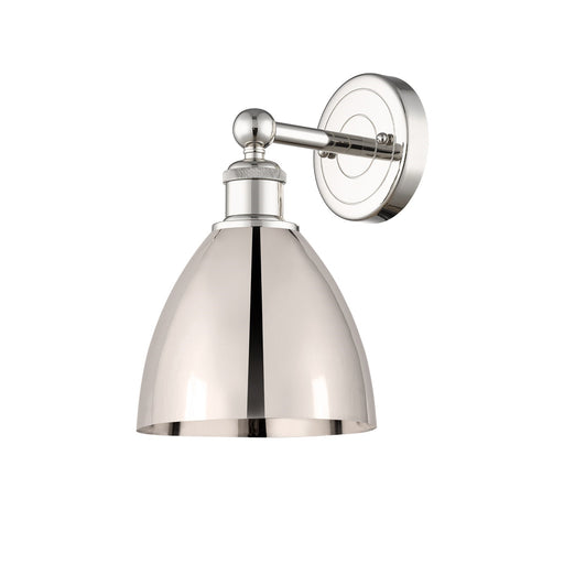 Innovations Bristol 8in 1-Light Wall Sconce | Industrial Polished Nickel Steel and Polished Nickel Metal Shade | Hallway & | Model 616-1W-PN-MBD-75-PN