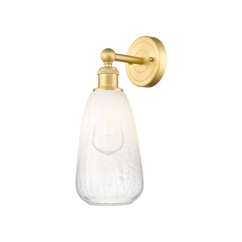 Innovations Brookhaven Almond 6in 1-Light Wall Sconce | Industrial Satin Gold Steel and Opal Glass | Damp-Rated Bathroom & | Model 616-1W-SG-G480-6OP