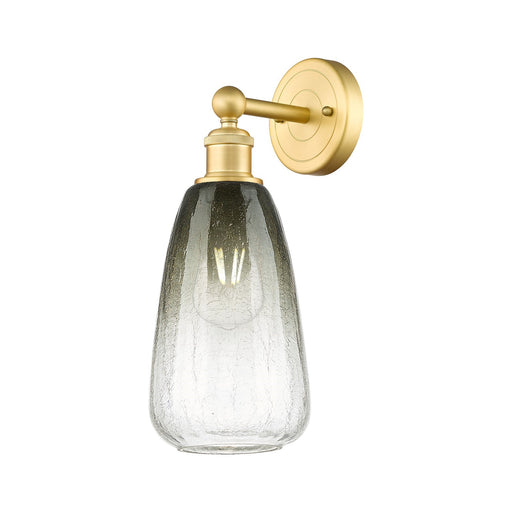 Innovations Brookhaven Almond 6in 1-Light Wall Sconce | Industrial Satin Gold Steel and Slate Glass | Bedroom & Hallway Accent | Model 616-1W-SG-G480-6SL