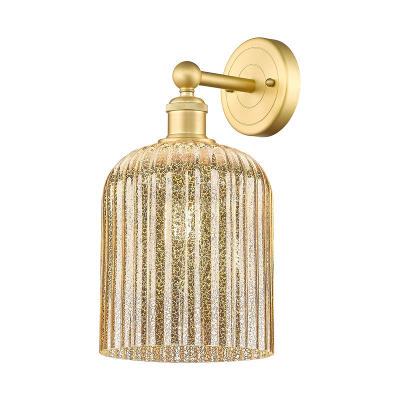 Innovations Bridal Veil 5in 1-Light Wall Sconce | Art Nouveau Satin Gold Steel and Mercury Ribbed Glass | Bathroom & Hallway | Model 616-1W-SG-G559-8ME