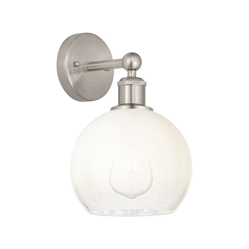 Innovations Brookhaven Globe 8in 1-Light Wall Sconce | Industrial Brushed Satin Nickel and Opal Glass | Bathroom & Hallway | Model 616-1W-SN-G483-8OP