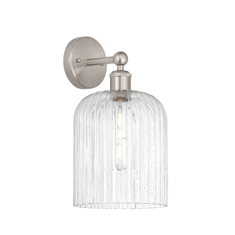 Innovations Bridal Veil 1-Light Wall Sconce | Art Nouveau Brushed Satin Nickel Steel and Seedy Ribbed Glass | Bathroom & | Model 616-1W-SN-G559-8SDY