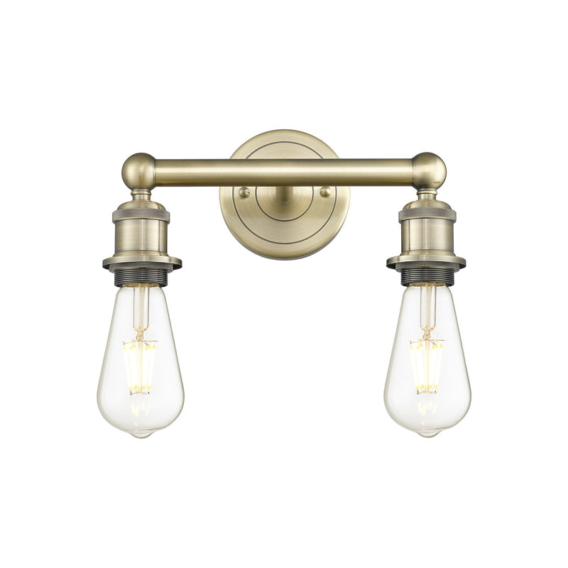 Innovations Edison 12.375in 2-Light Bath Vanity Light | Industrial Antique Brass Steel and Vintage Bulb | Bathroom Vanity | 12.38 x 6 in | Model 616-2W-AB