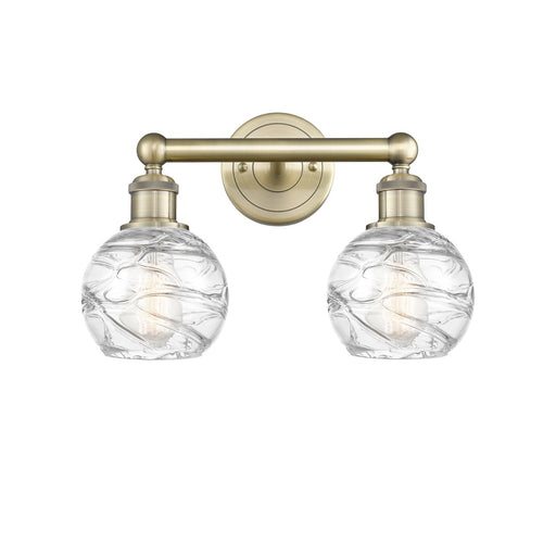 Innovations Athens Deco Swirl 15in 2-Light Bath Vanity Light | Industrial Antique Brass and Clear Glass | Bathroom Vanity | Model 616-2W-AB-G1213-6CL