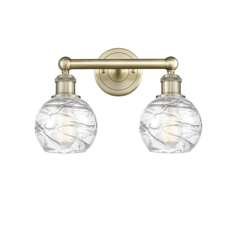 Innovations Athens Deco Swirl 15in 2-Light Bath Vanity Light | Industrial Antique Brass and Clear Glass | Bathroom Vanity | Model 616-2W-AB-G1213-6CL