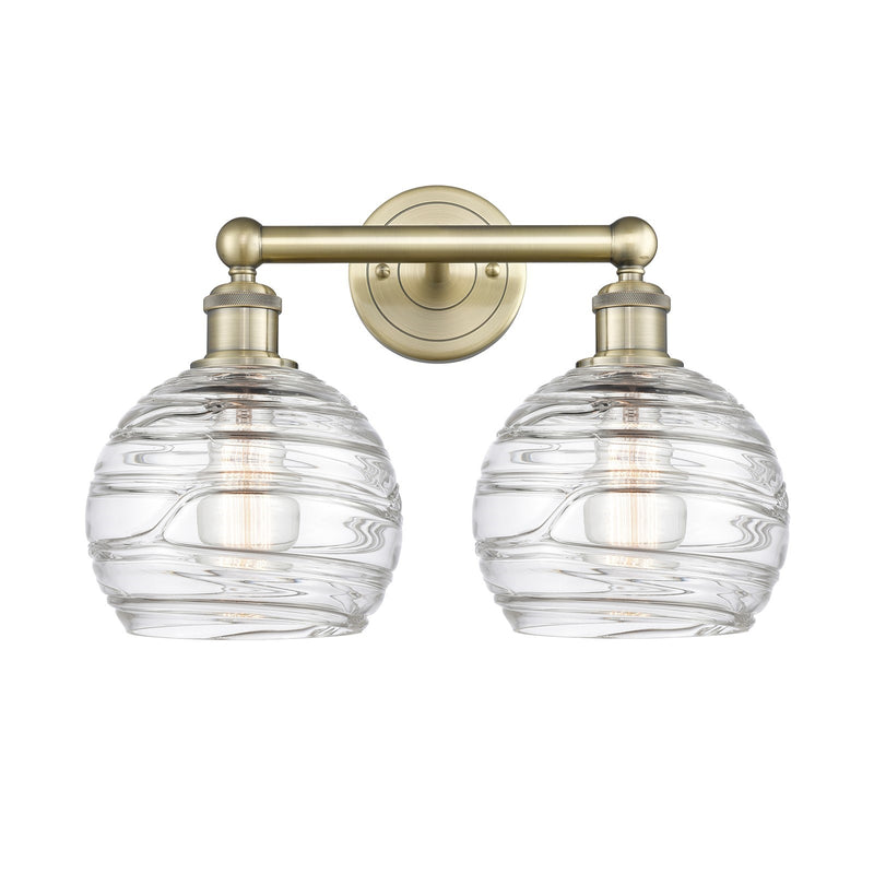 Innovations Athens Deco Swirl 17in 2-Light Bath Vanity Light | Industrial Antique Brass and Clear Glass | Bathroom Vanity | 17 | Model 616-2W-AB-G1213-8CL