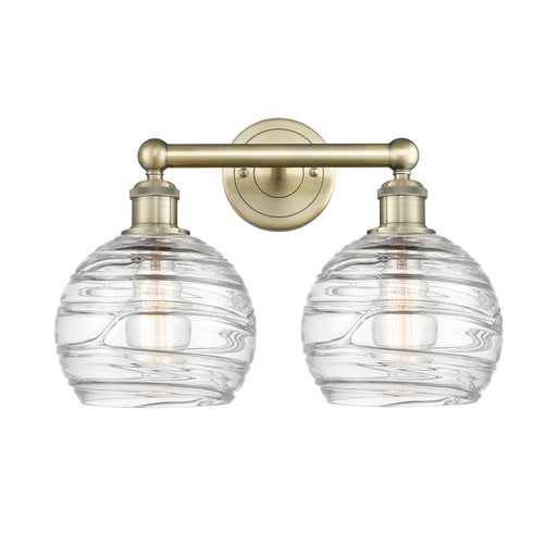 Innovations Athens Deco Swirl 17in 2-Light Bath Vanity Light | Industrial Antique Brass and Clear Glass | Bathroom Vanity | 17 | Model 616-2W-AB-G1213-8CL