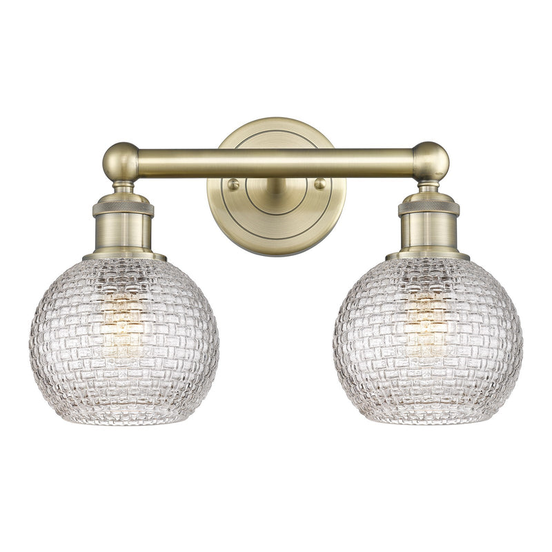 Innovations Athens 15in 2-Light Bath Vanity | Modern Farmhouse Antique Brass and Clear Basket Weave Glass | Bathroom Vanity & | Model 616-2W-AB-G122C-6CL