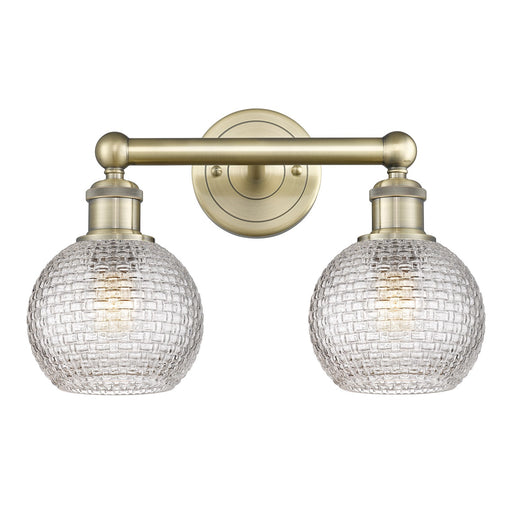 Innovations Athens 15in 2-Light Bath Vanity | Modern Farmhouse Antique Brass and Clear Basket Weave Glass | Bathroom Vanity & | Model 616-2W-AB-G122C-6CL