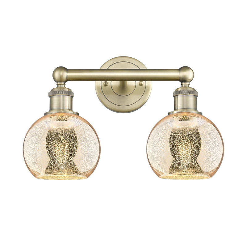Innovations Athens 15in 2-Light Bath Vanity Light | Industrial Antique Brass Steel and Mercury Glass | Bathroom Vanity | 14.88 x | Model 616-2W-AB-G128-6