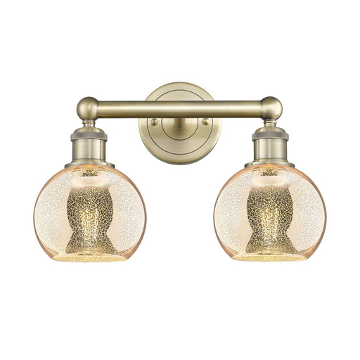 Innovations Athens 15in 2-Light Bath Vanity Light | Industrial Antique Brass Steel and Mercury Glass | Bathroom Vanity | 14.88 x | Model 616-2W-AB-G128-6