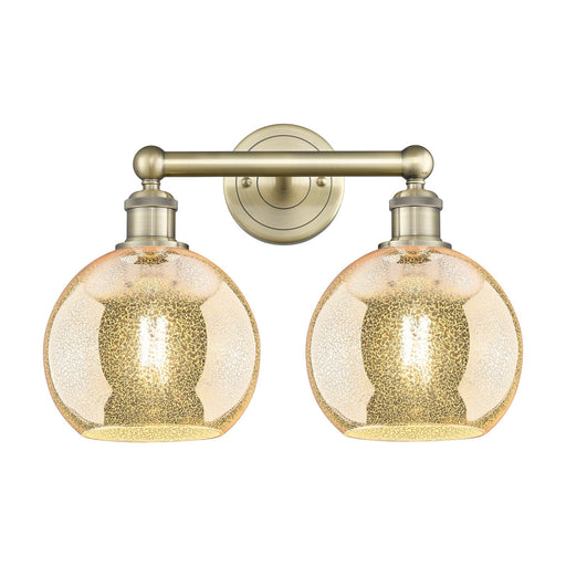 Innovations Athens 17in 2-Light Bath Vanity Light | Industrial Antique Brass Steel and Mercury Glass | Bathroom Vanity & Powder | Model 616-2W-AB-G128-8