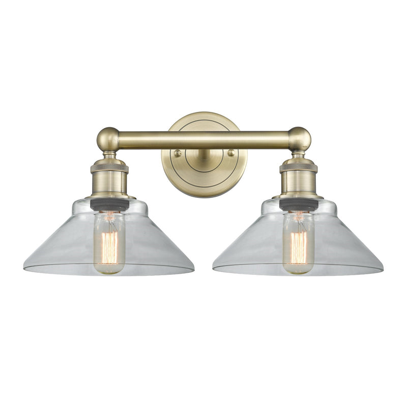 Innovations Orwell 17in 2-Light Bath Vanity Light | Industrial Antique Brass Steel and Clear Glass | Bathroom Vanity & Powder Room | Model 616-2W-AB-G132