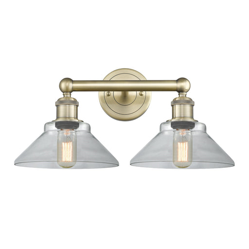Innovations Orwell 17in 2-Light Bath Vanity Light | Industrial Antique Brass Steel and Clear Glass | Bathroom Vanity & Powder Room | Model 616-2W-AB-G132