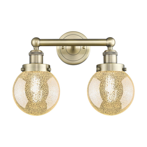 Innovations Beacon 15in 2-Light Bath Vanity Light | Industrial Antique Brass Steel and Mercury Glass | Bathroom Vanity | 15 x 7.5 | Model 616-2W-AB-G208-6