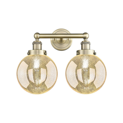 Innovations Beacon 17in 2-Light Bath Vanity Light | Industrial Antique Brass Steel and Mercury Glass | Bathroom Vanity & Powder | Model 616-2W-AB-G208-8