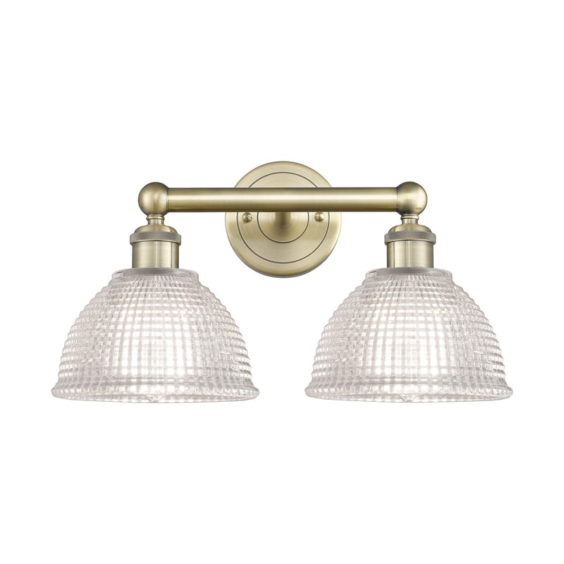 Innovations Arietta 17in 2-Light Bath Vanity Light | Industrial Antique Brass Steel and Clear Glass | Bathroom Vanity & Powder Room | Model 616-2W-AB-G422