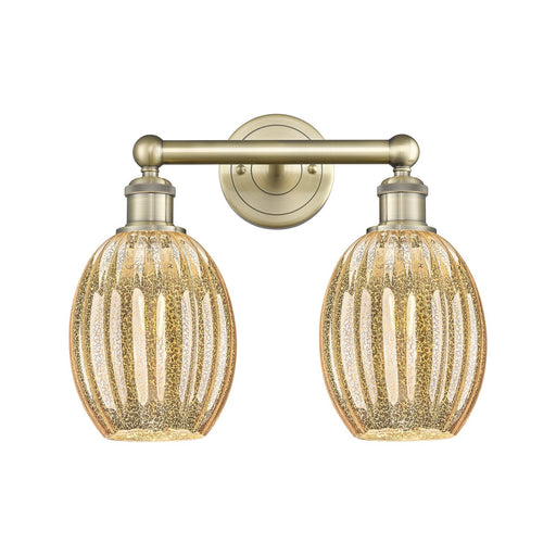 Innovations Preston Bulb 2-Light 15.25in Bath Vanity Light | Industrial Antique Brass Steel and Mercury Glass | Bathroom Vanity | Model 616-2W-AB-G459-6ME