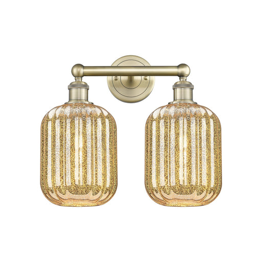 Innovations Preston Cylinder 16in 2-Light Bath Vanity | Industrial Antique Brass Steel and Mercury Glass | Bathroom Vanity | Model 616-2W-AB-G460-7ME