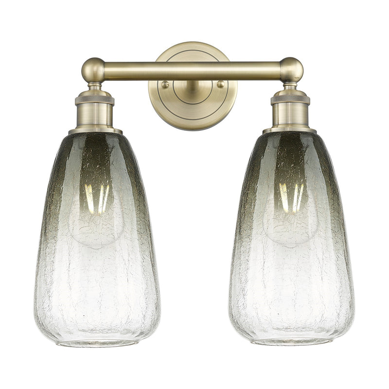 Innovations Brookhaven Almond 15in 2-Light Bath Vanity Light | Industrial Antique Brass and Slate Glass | Bathroom Vanity | 15 | Model 616-2W-AB-G480-6SL