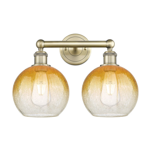 Innovations Brookhaven Globe 17in 2-Light Bath Vanity Light | Industrial Antique Brass Steel and Amber Glass | Bathroom Vanity | Model 616-2W-AB-G483-8AM