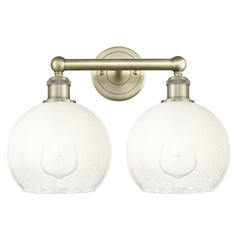 Innovations Brookhaven Globe 17in 2-Light Vanity Light | Industrial Antique Brass Steel and Opal Glass | Bathroom Vanity | Model 616-2W-AB-G483-8OP