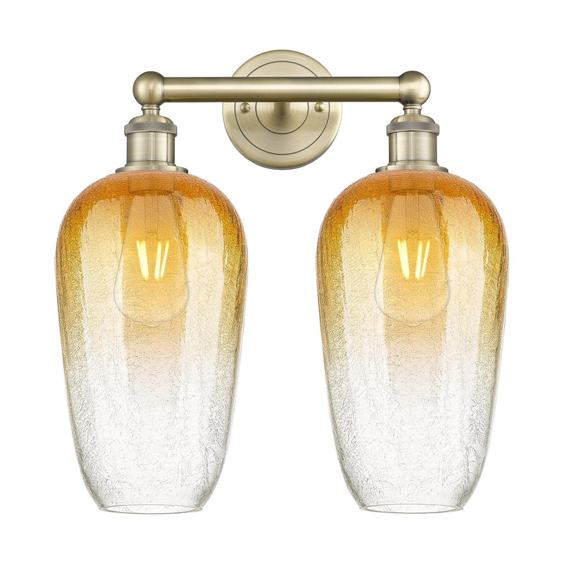 Innovations Brookhaven Flute 16in 2-Light Bath Vanity Light | Industrial Antique Brass Steel and Amber Glass | Bathroom Vanity | Model 616-2W-AB-G484-7AM
