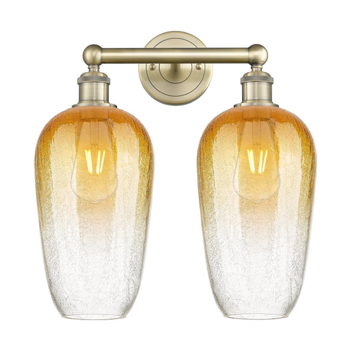 Innovations Brookhaven Flute 16in 2-Light Bath Vanity Light | Industrial Antique Brass Steel and Amber Glass | Bathroom Vanity | Model 616-2W-AB-G484-7AM