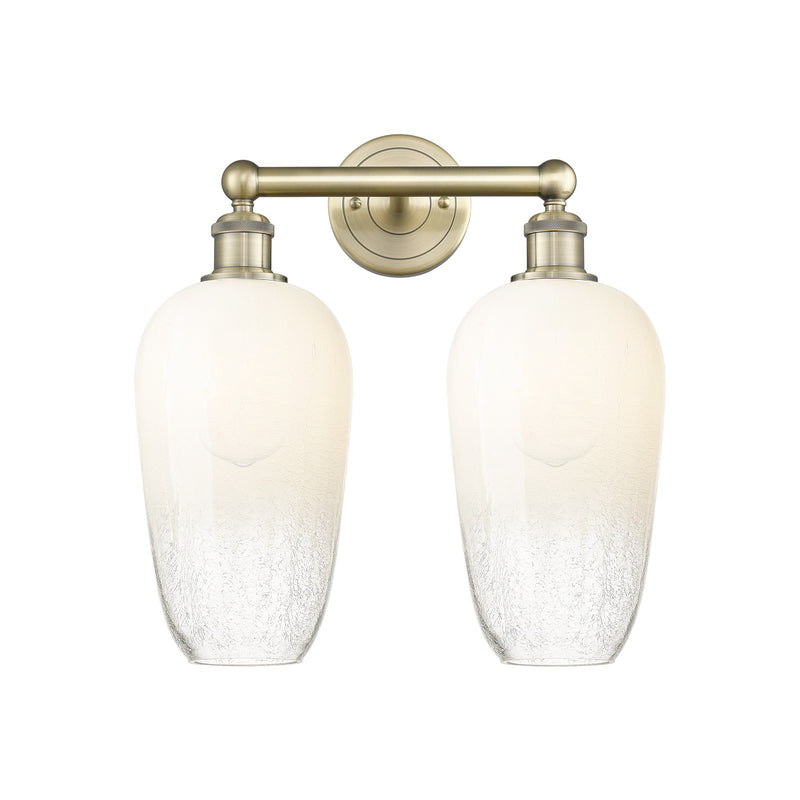 Innovations Brookhaven Flute 16in 2-Light Bath Vanity | Industrial Antique Brass Steel and Opal Glass | Bathroom Vanity Light | Model 616-2W-AB-G484-7OP