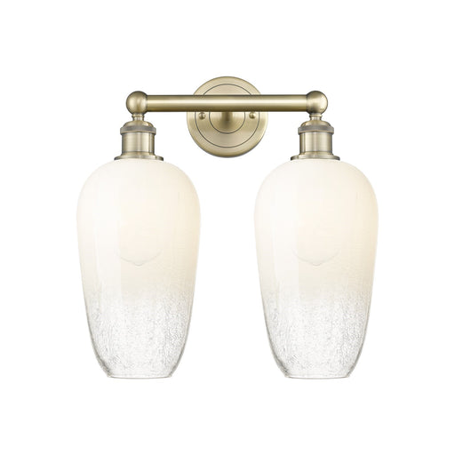 Innovations Brookhaven Flute 16in 2-Light Bath Vanity | Industrial Antique Brass Steel and Opal Glass | Bathroom Vanity Light | Model 616-2W-AB-G484-7OP