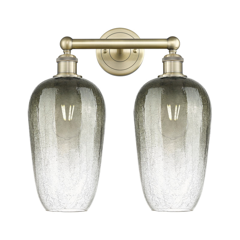 Innovations Brookhaven Flute 16in 2-Light Bath Vanity | Industrial Antique Brass Steel and Slate Glass | Bathroom Vanity Light | Model 616-2W-AB-G484-7SL