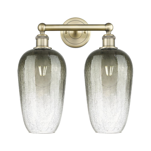Innovations Brookhaven Flute 16in 2-Light Bath Vanity | Industrial Antique Brass Steel and Slate Glass | Bathroom Vanity Light | Model 616-2W-AB-G484-7SL