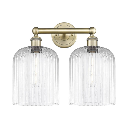 Innovations Bridal Veil 14in 2-Light Bath Vanity | Art Nouveau Antique Brass Steel and Clear Ribbed Glass | Bathroom Vanity & | Model 616-2W-AB-G559-8CL