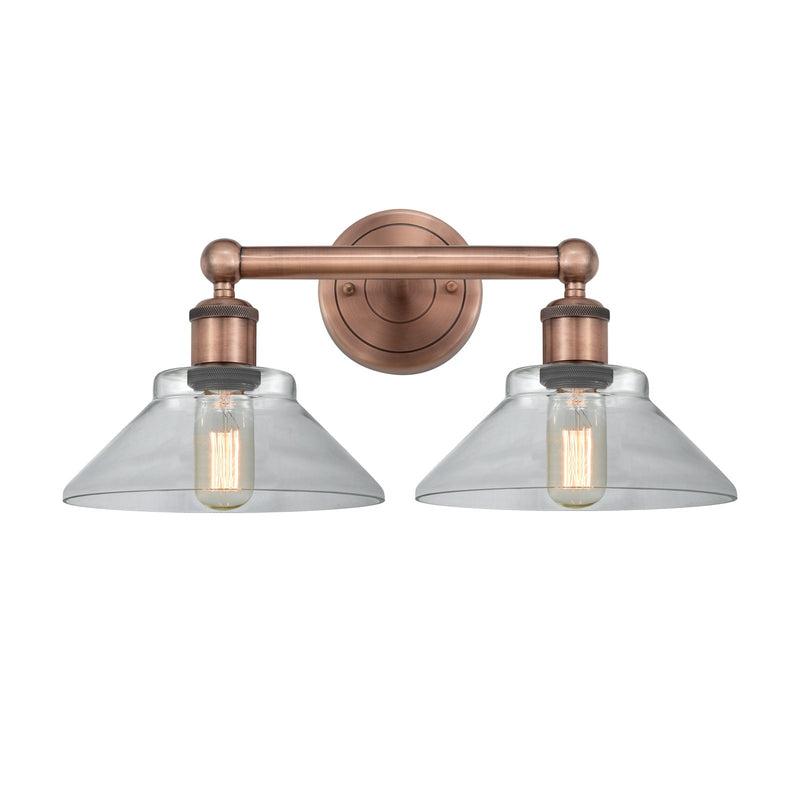 Innovations Orwell 17in 2-Light Bath Vanity Light | Industrial Antique Copper Steel and Clear Glass | Bathroom Vanity | 17.38 x | Model 616-2W-AC-G132