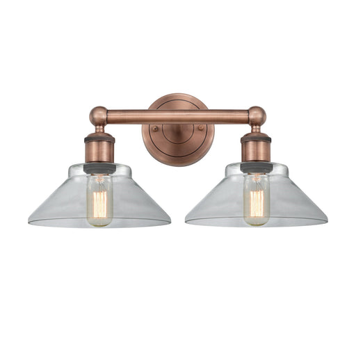Innovations Orwell 17in 2-Light Bath Vanity Light | Industrial Antique Copper Steel and Clear Glass | Bathroom Vanity | 17.38 x | Model 616-2W-AC-G132