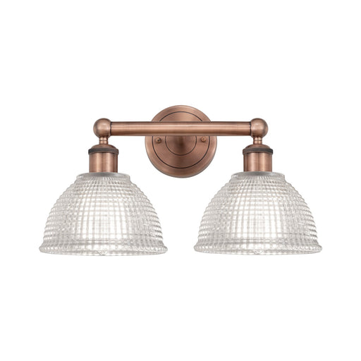 Innovations Arietta 17in 2-Light Bath Vanity Light | Industrial Antique Copper Steel and Clear Glass | Bathroom Vanity | 17 x 10.25 | Model 616-2W-AC-G422