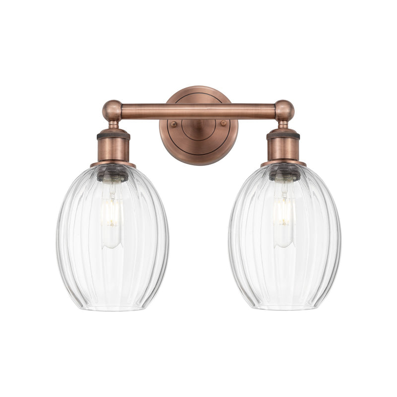 Innovations Preston Bulb 15in 2-Light Bath Vanity | Industrial Antique Copper Steel and Clear Glass | Bathroom & Powder Room | Model 616-2W-AC-G459-6CL