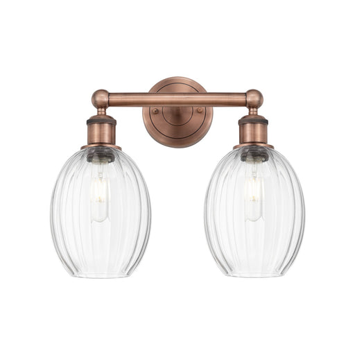 Innovations Preston Bulb 15in 2-Light Bath Vanity | Industrial Antique Copper Steel and Clear Glass | Bathroom & Powder Room | Model 616-2W-AC-G459-6CL