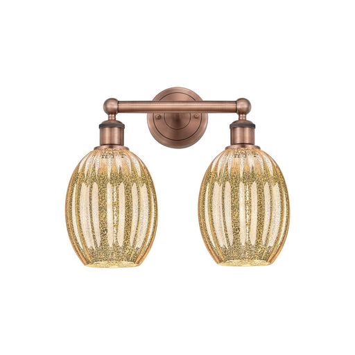 Innovations Preston Bulb 15in 2-Light Bath Vanity Light | Industrial Antique Copper Steel and Mercury Glass | Damp Rated | Model 616-2W-AC-G459-6ME