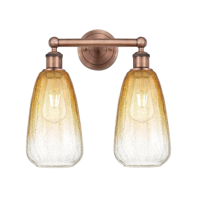 Innovations Brookhaven Almond 15in 2-Light Bath Vanity Light | Industrial Antique Copper and Amber Glass | Bathroom Vanity | 15 | Model 616-2W-AC-G480-6AM