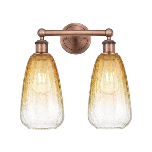 Innovations Brookhaven Almond 15in 2-Light Bath Vanity Light | Industrial Antique Copper and Amber Glass | Bathroom Vanity | 15 | Model 616-2W-AC-G480-6AM