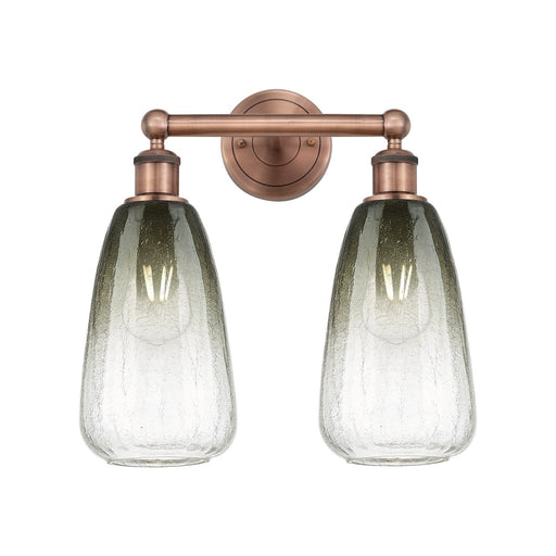 Innovations Brookhaven Almond 15in 2-Light Bath Vanity Light | Industrial Antique Copper Steel and Slate Glass | Damp Rated | Model 616-2W-AC-G480-6SL